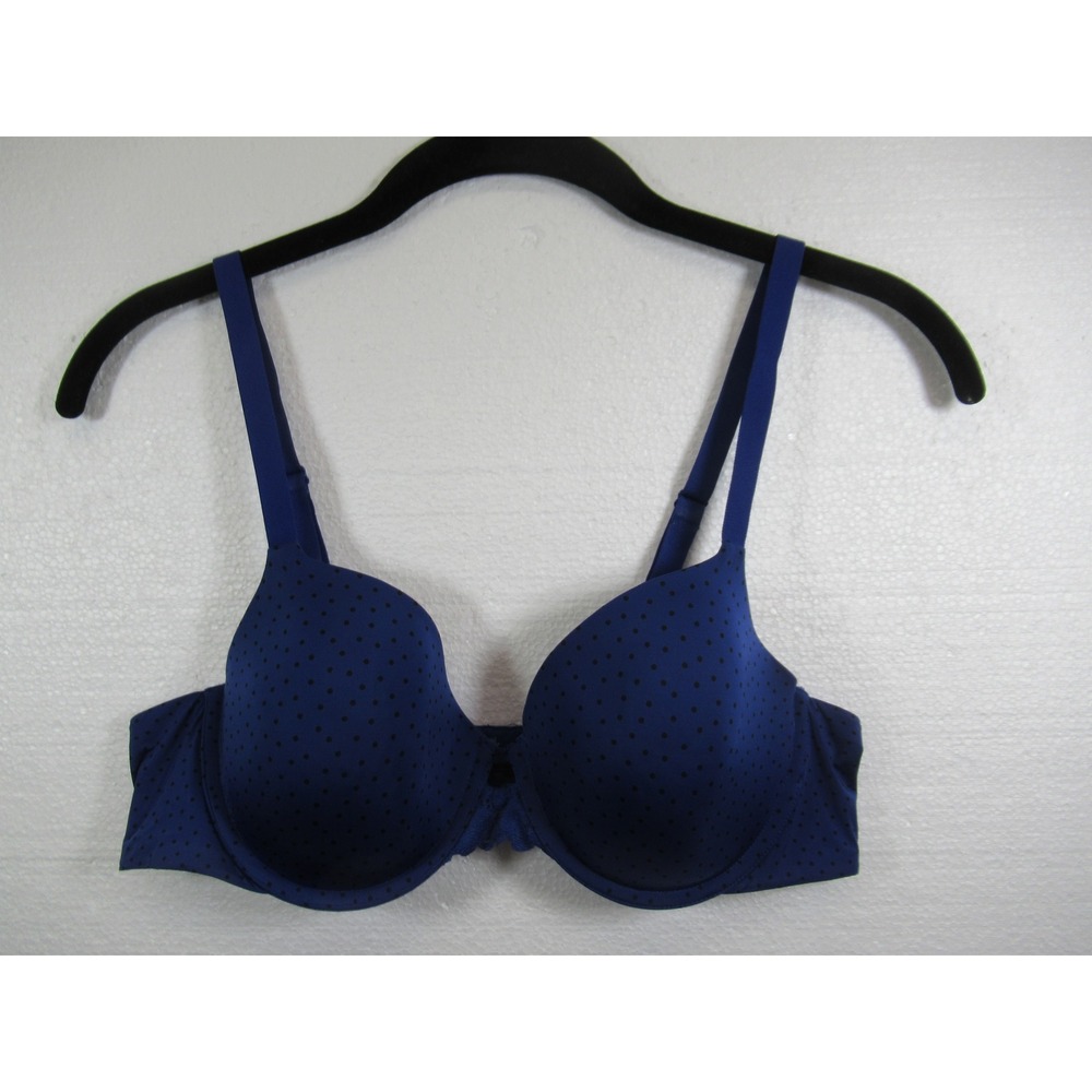 Maidenform One Fab Fit Full Coverage Bra 34B Underwire Blue Polka Dot DM7549